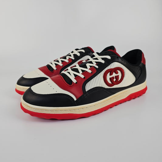 Gucci Mac80 Men's Black/Red Leather Low Top Sneakers New
