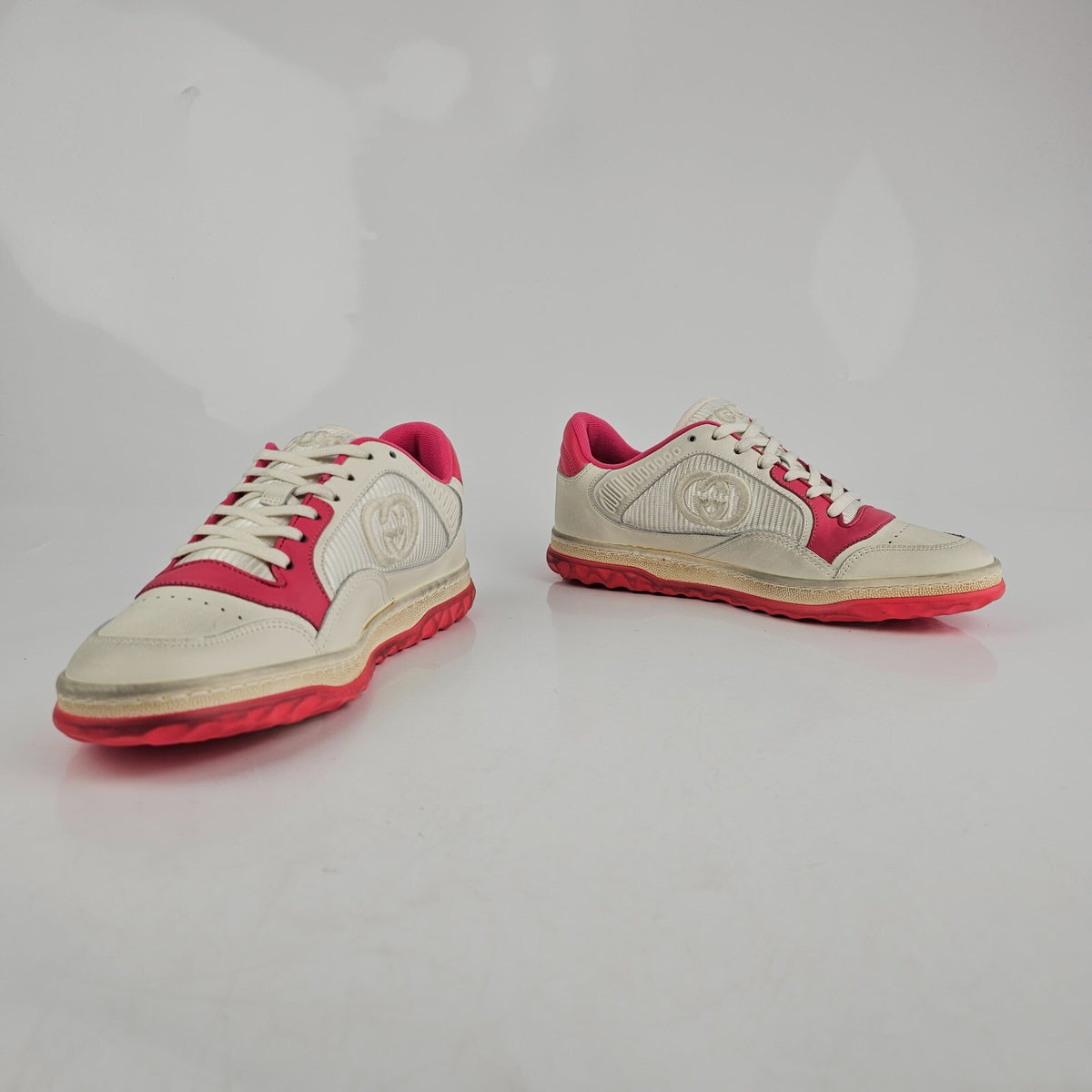 Gucci Mac80 Women's White And Pink Sneakers New