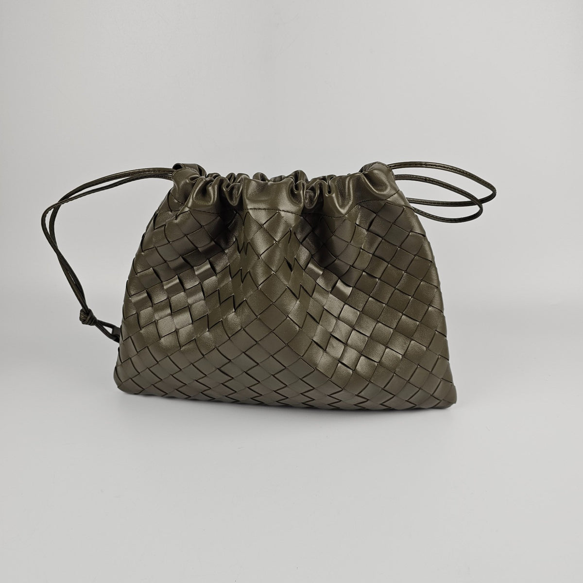 BOTTEGA VENETA Dustbag Medium $2600 Cypress Intrecciato Leather Handbag New