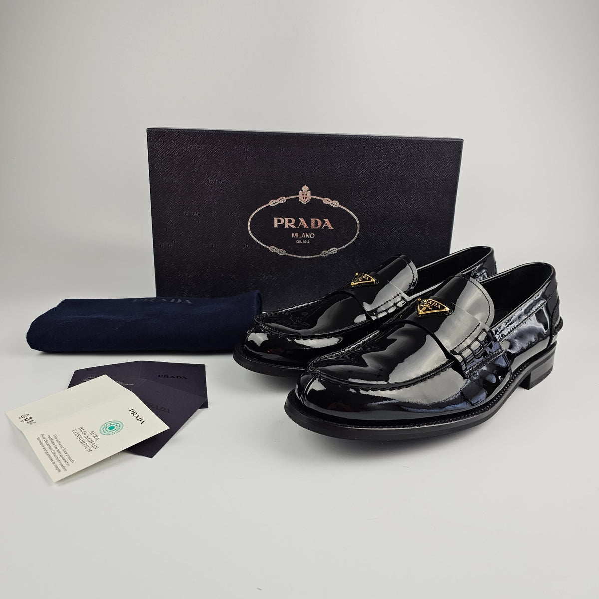 PRADA Black Patent Leather Loafers New & Authentic