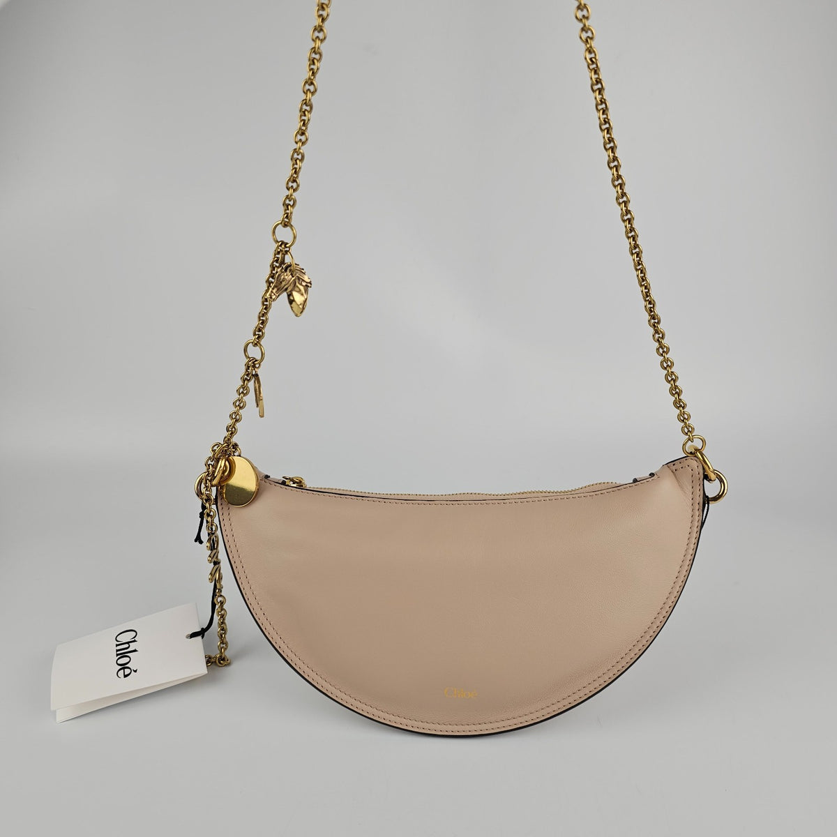 Chloe Icons Halfmoon Mini Beige Shoulder Bag New & Authentic