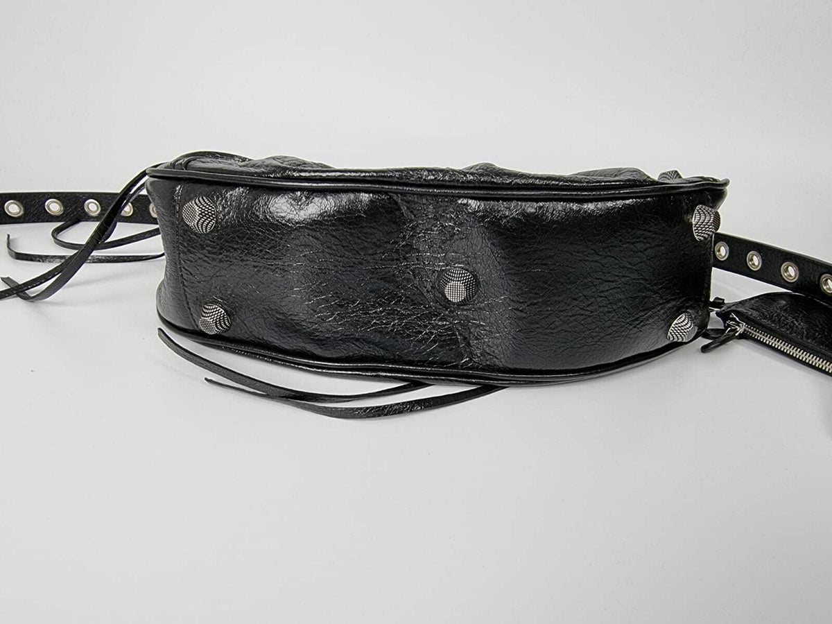BALENCIAGA Small Le Cagole Black Leather Shoulder Bag New