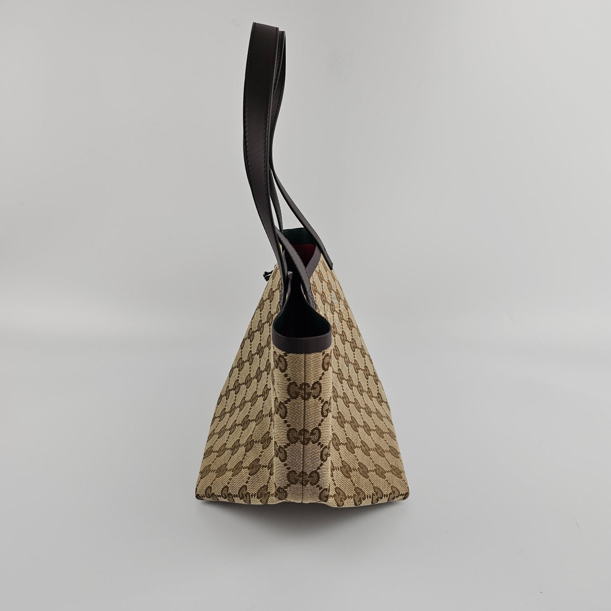 GUCCI Totissima Small $2100 Beige And Ebony GG Canvas Tote Bag New & Authentic