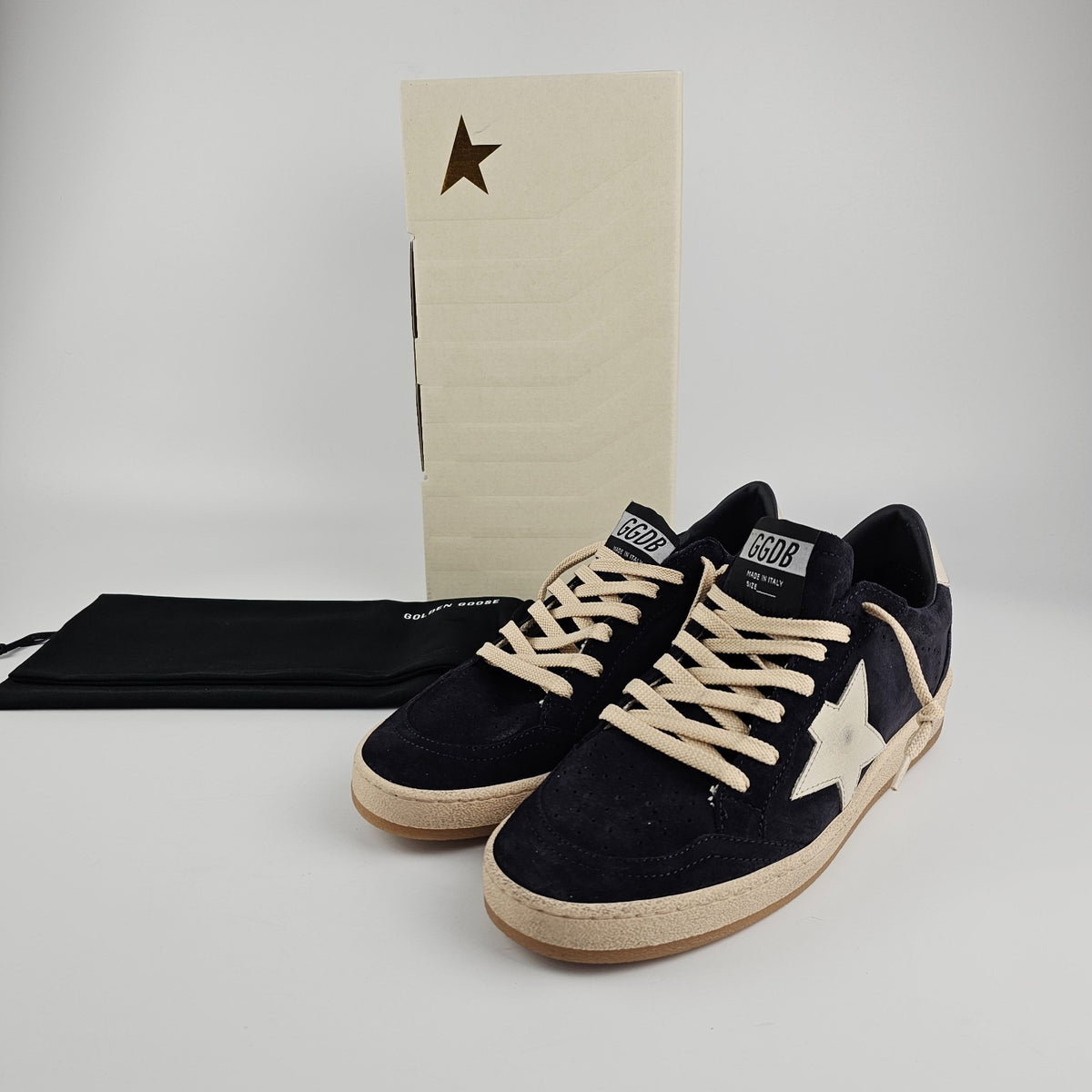 GOLDEN GOOSE Men's Ball Star Navy/White Suede Sneakers New