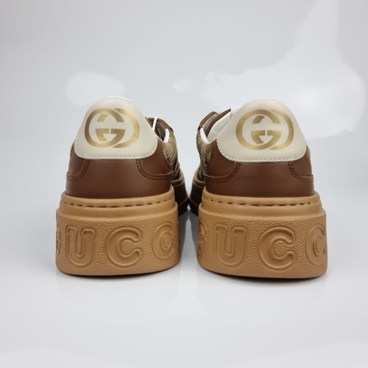 GUCCI $1010 Women's Chunky GG Brown Platform Sneakers New
