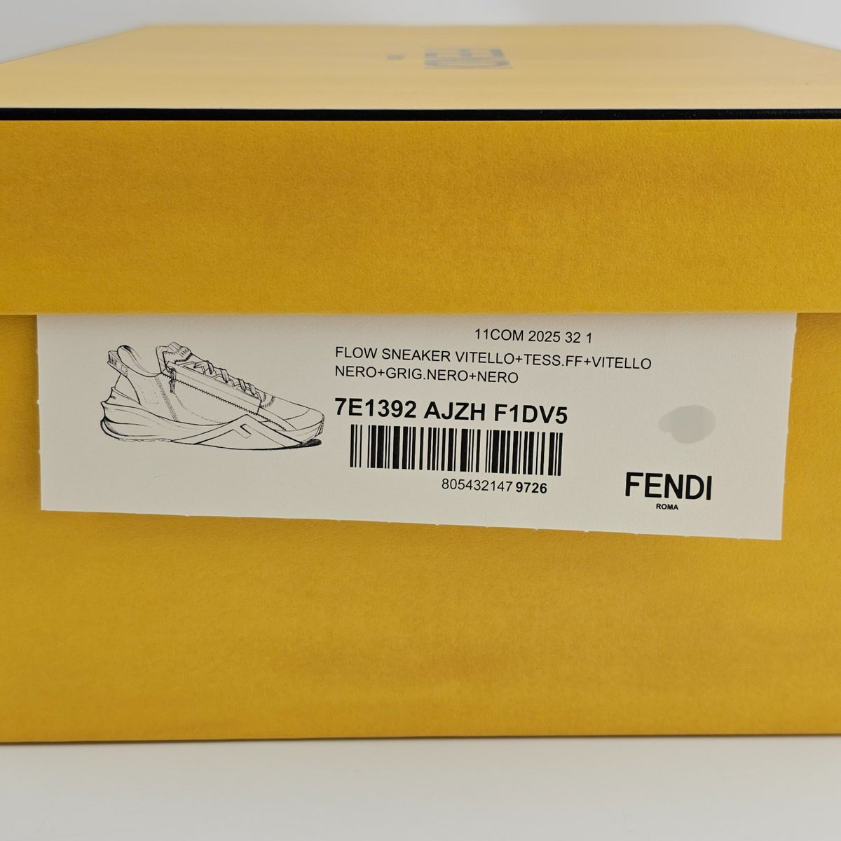 FENDI Flow Black Leather Sneakers New & Authentic