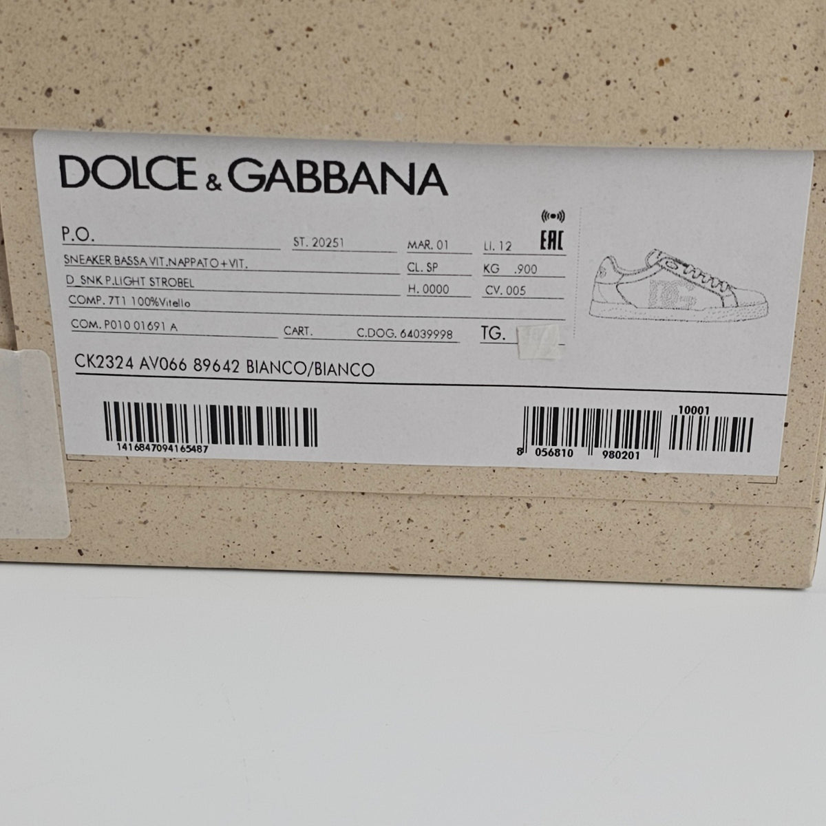 Dolce&Gabbana Portofino $745 Women's White Leather Sneakers New And Authentic