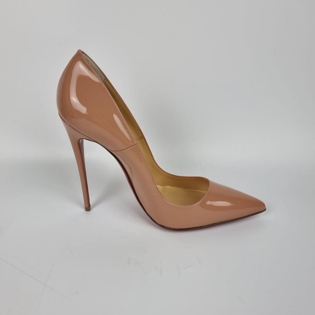 CHRISTIAN LOUBOUTIN So Kate 120MM Beige Patent Leather Pumps New Size 39 US 9