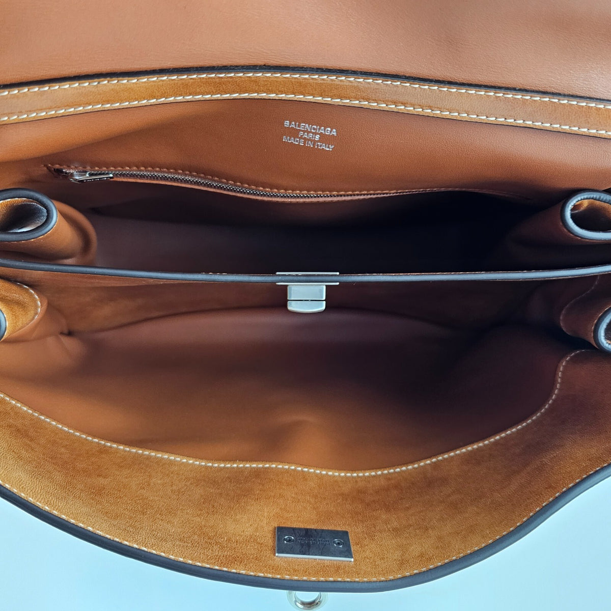 BALENCIAGA Rodeo Medium $4600 Tan Cowboy Leather Handbag New & Authentic