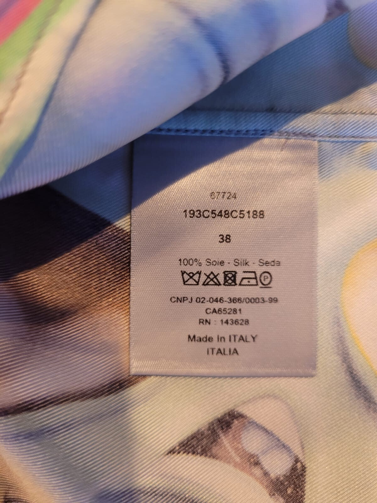 Dior Homme x Kenny Scharf Silk Multicolor Shirt Size 38 New