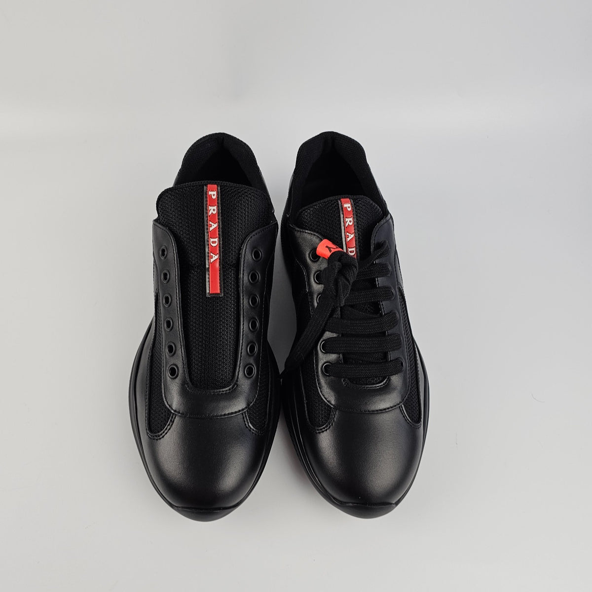 PRADA America's Cup Black Leather Sneakers Size UK 8 US 9