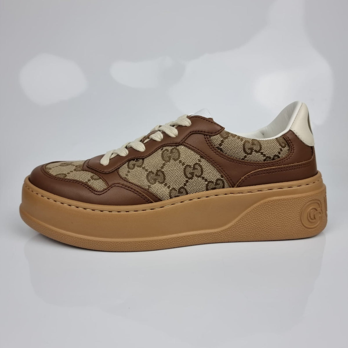 GUCCI $1010 Women's Chunky GG Brown Platform Sneakers New