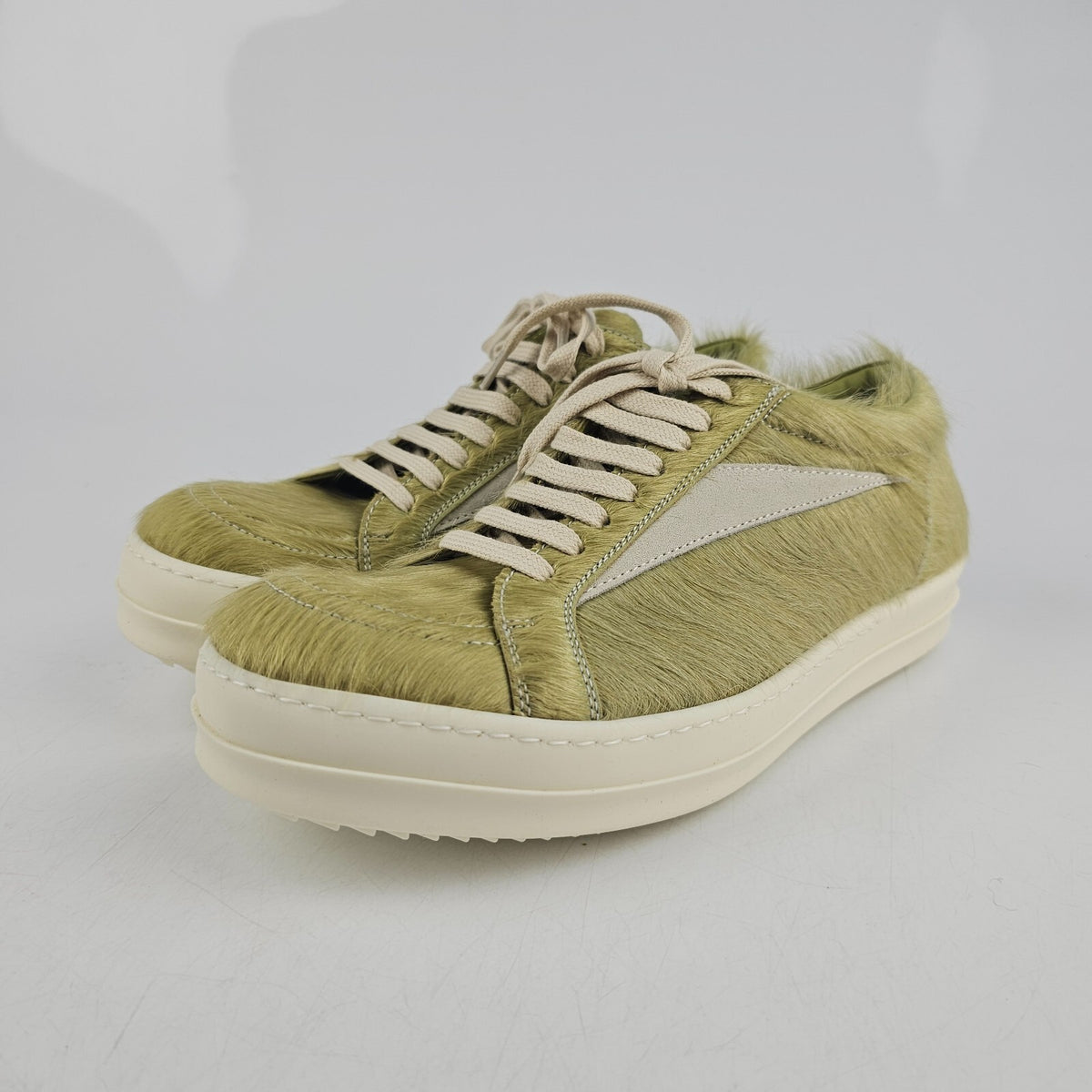 RICK OWENS Dirty Acid/Milk Vintage Leather Low Top Sneakers New Size 40.5 US 7.5