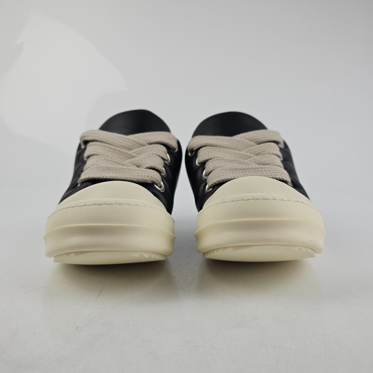 RICK OWENS Ramones Jumbo Laces Black/Milk Sneakers New Size 39.5 US 6.5