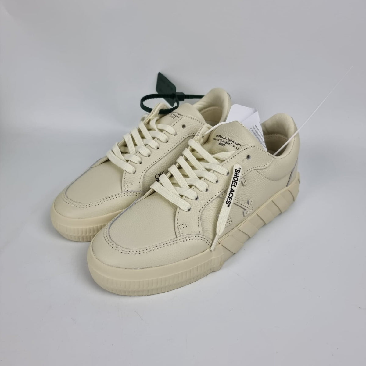 OFF-WHITE Women's Vulcanized Camel Leather Sneakers New Size 38 US 8