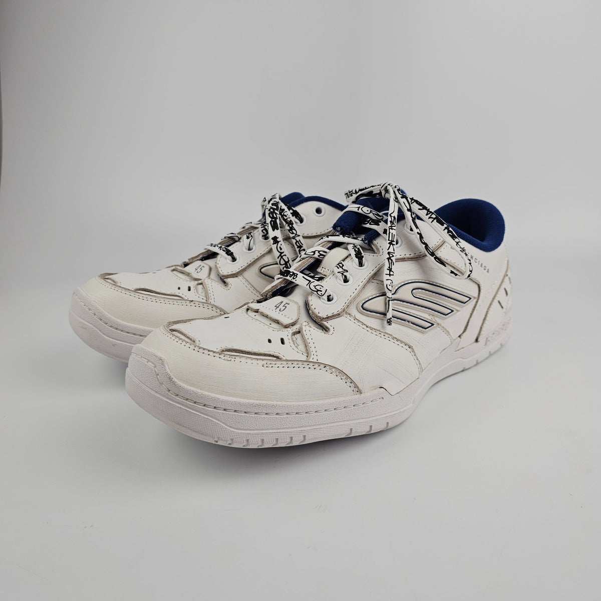 BALENCIAGA Hamptons Medium $890 Men's White/Blue Sneakers New & Authentic