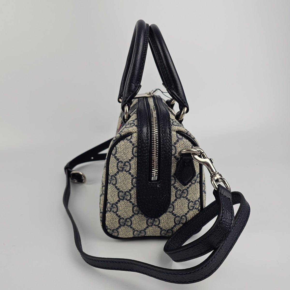 GUCCI Ophidia Small Beige And Blue GG Canvas Top Handle Bag New & Authentic
