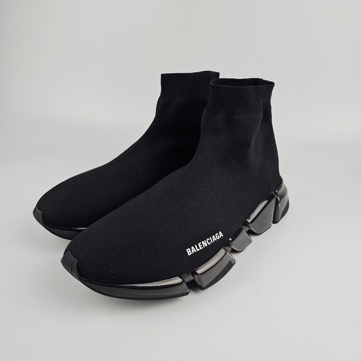 BALENCIAGA Speed 2.0 Full Clear Sole $1100 Men's Black Sneakers New & Authentic