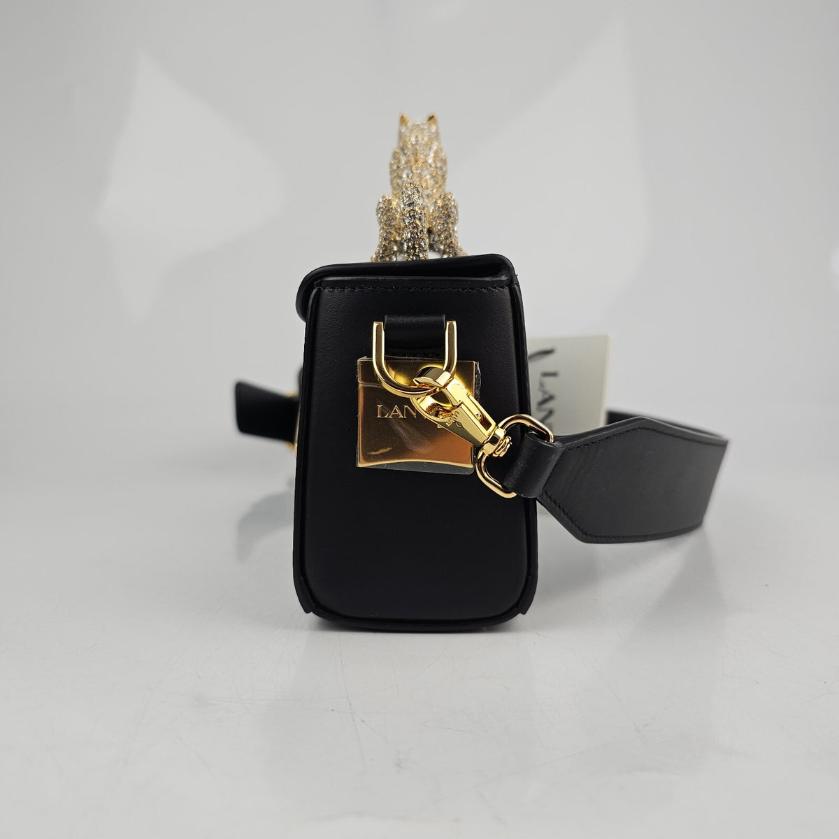 LANVIN Strass Cat Pencil Box Nano Top Handle Bag New