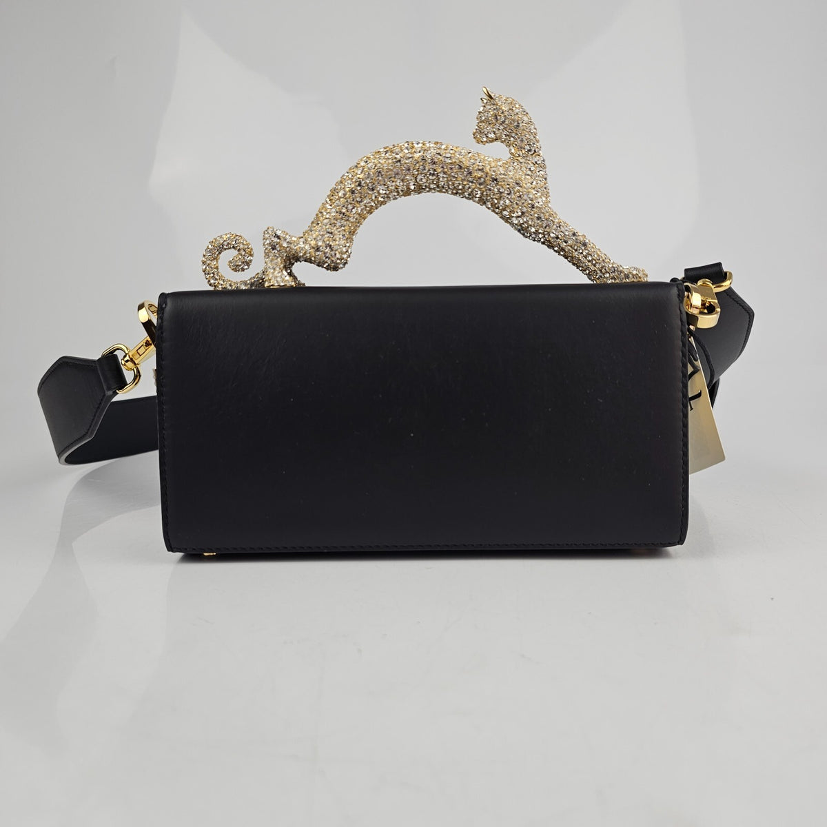 LANVIN Strass Cat Pencil Box Nano Top Handle Bag New