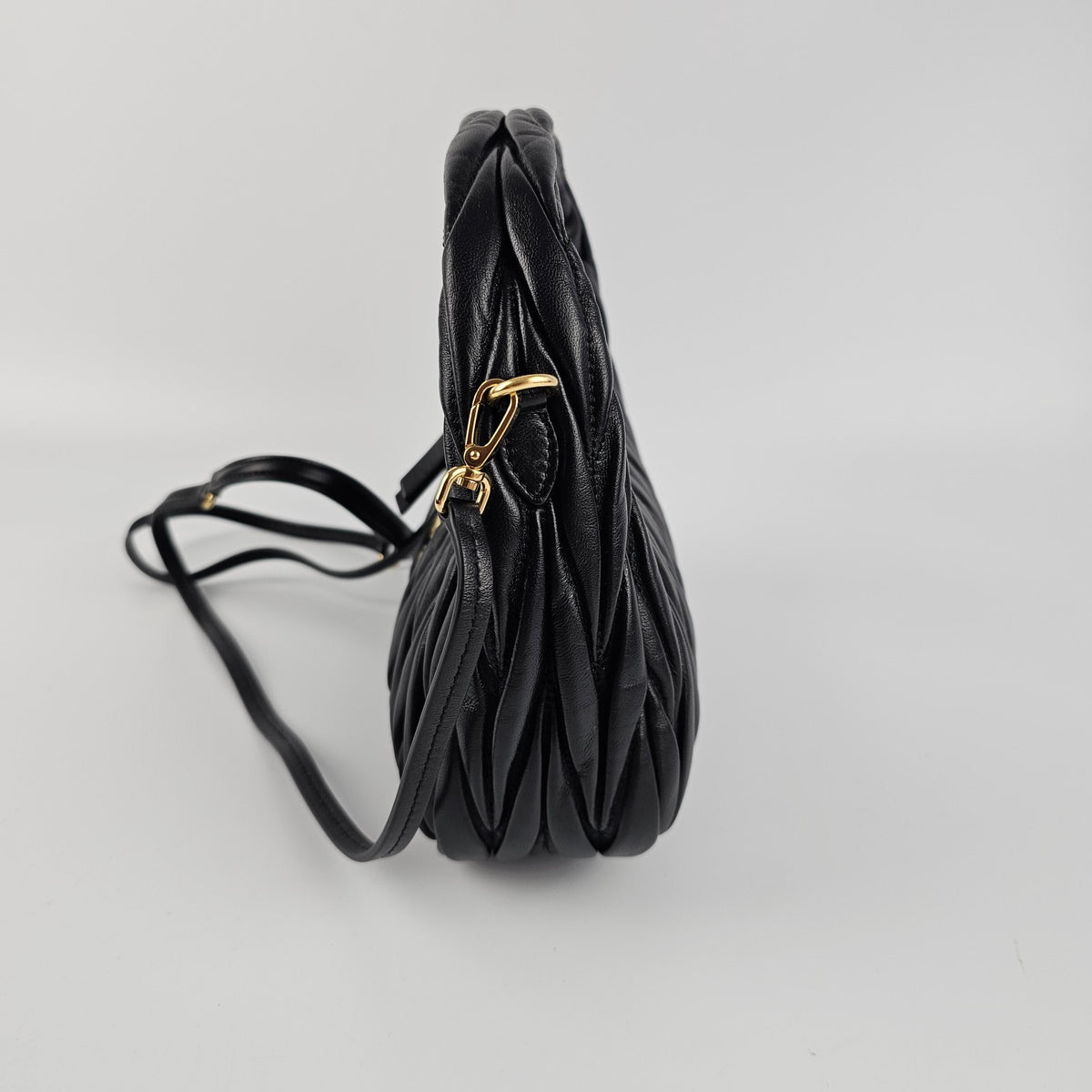 MIU MIU Wander Small $2900 Black Nappa Leather Hobo Bag New And Authentic